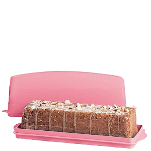 Tupperware Porta Bolo Retangular Murano Rosa