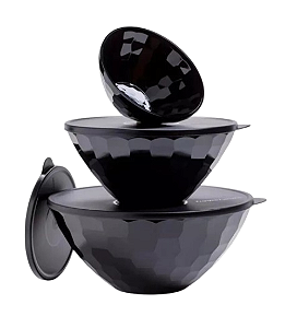 Kit Tupperware Tigela Prisma 3 Peças Onix em Policarbonato #