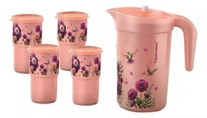Kit Tupperware Jarra com 4 Copos 5 Peças - Jardim em Festa #