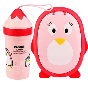 Kit Alimentação para Bebês Introdução Alimentar - Pinguim Rosa #