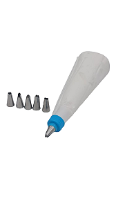 Bisnaga com 6 Bicos de Inox Kit Confeiteiro Azul - Clink #
