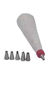 Bisnaga com 6 Bicos de Inox Kit Confeiteiro Vermelho - Clink #