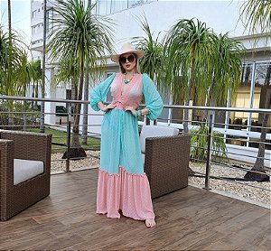 Saída Nina Bicolor Azul e Rosa