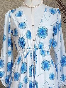 Saída Larissa Estampada Branca e Azul