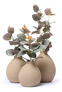 Flor Artificial Decorativa Toque Real Trio De Vasos Cerâmica