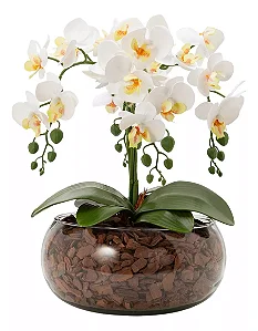 Arranjo 4 Hastes Orquídea Flor Artificial Decoração Realista