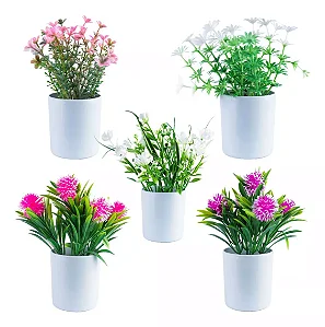 Kit Com 5 Vasos De Flores Artificiais Decorativas 18 Cm