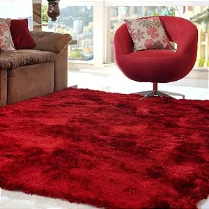 Tapete 2,00x1,50 Peludo Felpudo Sala E Quarto Vermelho