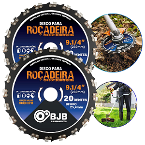 2X DISCO PARA ROÇADEIRA 230MM COM DENTES DE MOTOSSERA