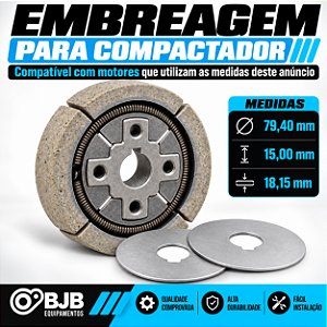 EMBREAGEM COMPACTADOR DE SOLO A PERCUSSÃO 79MM FURO 19,05MM