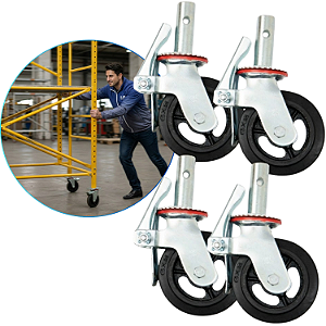 KIT 4 RODIZIOS DE ANDAIME DE 6 POLEGADAS COM FREIO BJB