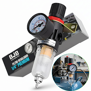 FILTRO REGULADOR AR COMPRESSOR 1/4 COM MANOMETRO E SUPORTE