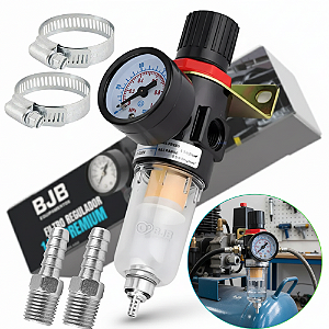 KIT REGULADOR 1/4 PRESSÃO +2  ABRAÇADEIRAS + 2 PINOS 5/16