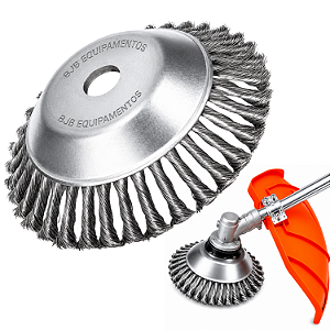 Escova De Aço Para Roçadeira 33/43/63cc 20cm - Furo 25,4mm