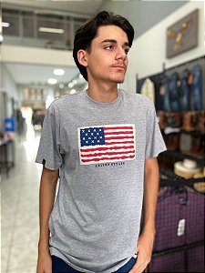 Camiseta TXC Masculina Cinza Bandeira EUA