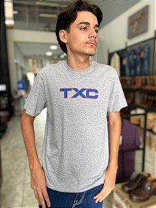 Camiseta TXC Masculina Cinza Logo Azul
