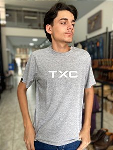 Camiseta TXC Masculina Cinza Bordado Branco