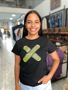 Camiseta TXC feminina Preta Logo Verde