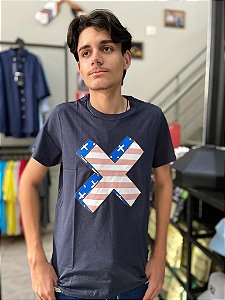 Camiseta TXC Masculina Azul Marinho Estampado EUA