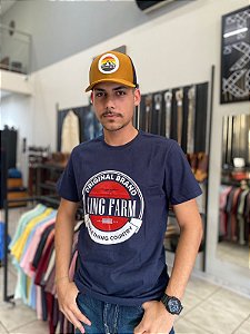 Camiseta King Farm Azul Marinho Detalhes Vermelho