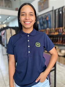 Camisa Polo TXC Feminina Azul Marinho X Neon