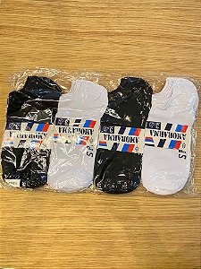Pacote com 12 pares de meia soquete cores lisas