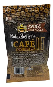 Bala Abelhinha Natural Diet Vegana Café Zero Açúcar 18g