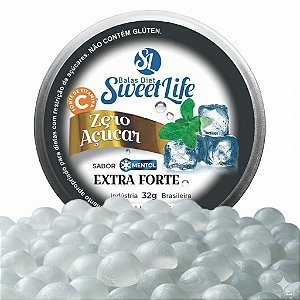Bala Extra Forte Zero Açucar Vegana Sweet Life Diet Lata Metal
