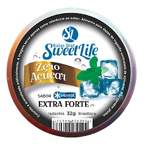 Bala Extra Forte Zero Açucar Vegana Sweet Life Diet Lata Metal