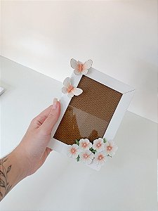 Porta retrato flores e borboletas luxo
