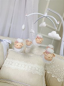 Móbile de berço ovelhas rose
