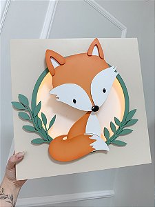 Quadro bosque raposa com luz de led