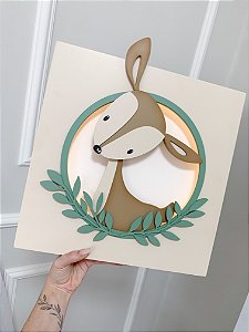 Quadro bosque cervo com luz de led