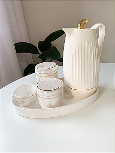 Kit higiene floral com filete de ouro 5 peças