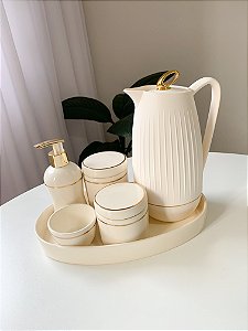 Kit higiene creme com filete de ouro 6 peças