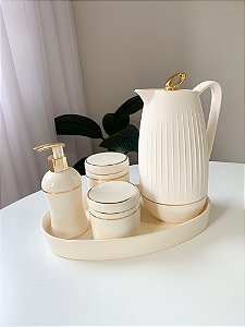 Kit higiene creme com filete de ouro 5 peças