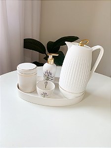 Kit higiene lavanda com filete de ouro 5 peças