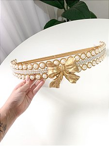 Dossel luxo laço dourado