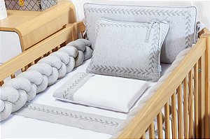 Kit berço Batistela Baby Linho Cinza 06 peças