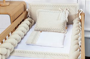 Kit berço Batistela Baby Linho Bege 06 peças