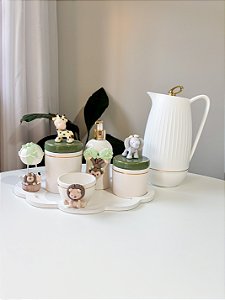 Kit higiene safári com filete de ouro 6 peças