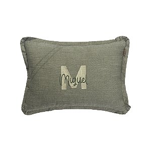Almofada Personalizada Bordada Batistela Baby Linho Slim verde musgo