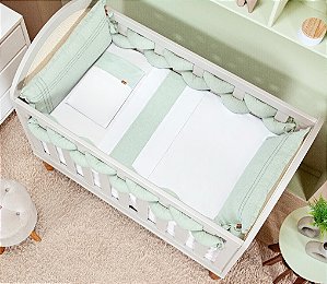 Kit berço Batistela Baby Linho Slim Trançavel Verde Claro