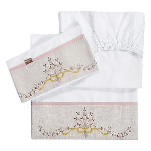 Jogo de Lençol Bordado Batistela Baby Amore