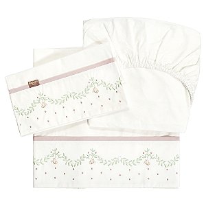 Jogo de Lençol Bordado Batistela Baby Florence