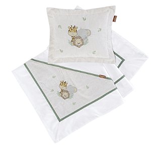 Manta com Almofada 02 peças bordada