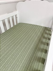 Cobre Leito para berço tricot Verde Oliva