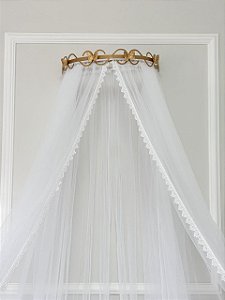 Mosquiteiro micro tule com renda guipir branco