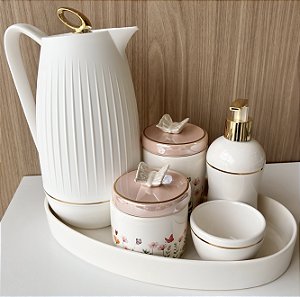 Kit higiene jardim encantado com filete de ouro 6 peças