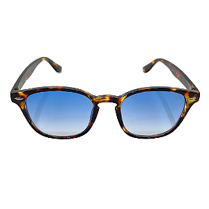 Óculos de sol Itália - Animal print c/ lentes azul degradê